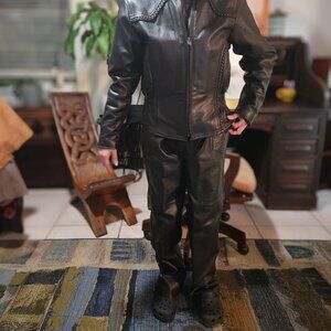 Women's Hudson Leather Black Bike Jacket and Chaps